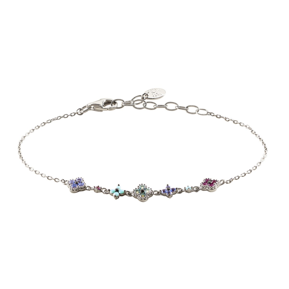 Bracelet Agatha Beloved en argent rangée fleurs