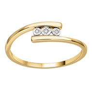 Bague trilogie diamants or jaune 9 carats