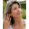 Boucles d'Oreilles Mira Argent 925 et Corail | ADEN Design Géométrique | Bijou Moderne - vue V3