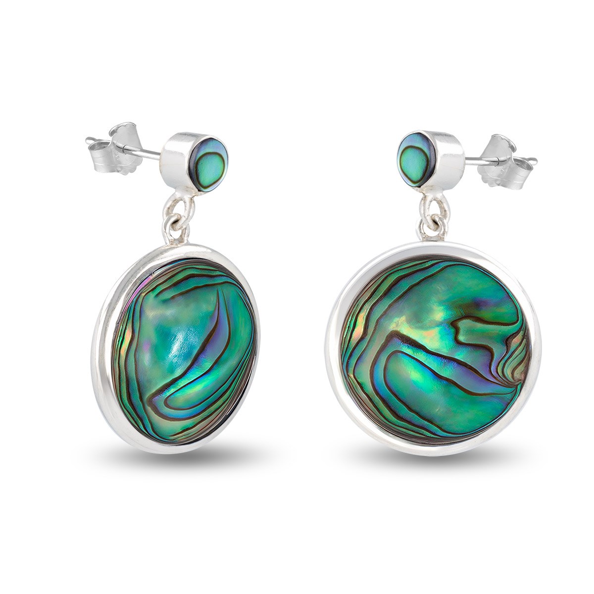 Boucles d'Oreilles Mira Argent 925 et Nacre Abalone | ADEN Design Géométrique | Bijou Chatoyant