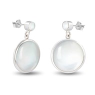 Boucles d'Oreilles Mira Argent 925 et Nacre Blanche | ADEN Design Géométrique | Bijou Épuré