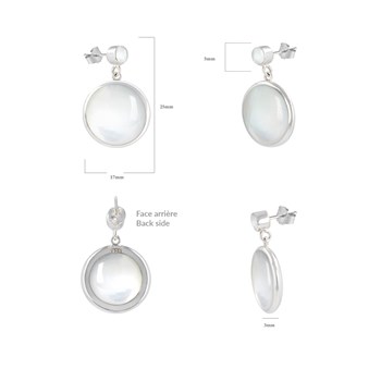 Mira Earrings 925 Sterling Silver and White Mother-of-Pearl | ADEN Geometric Design | Sleek Jewelry