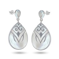 Boucles d'Oreilles Maëlla Argent 925 et Nacre Blanche | ADEN Design Inca | Bijou Élégant