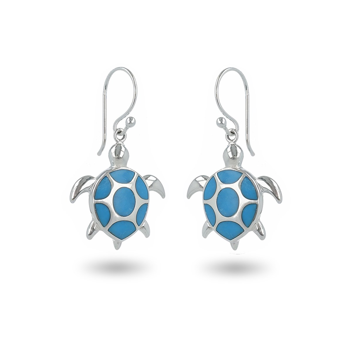 Boucles d'Oreilles Isabella Argent 925 et Turquoise | ADEN Design Tortue | Bijou Marin