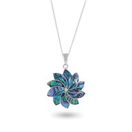 Pendentif Fleur Spirale VAHINE en Nacre Abalone sur Argent 925 - Bijou Artisanal ADEN