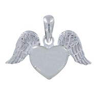 Pendentif Argent Coeur et Ailes d'Ange