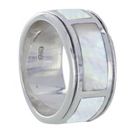 Bague Argent Trois Rectangles de Nacre Ivoire