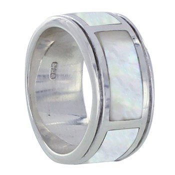 Bague Argent 925 Trois Rectangles de Nacre Ivoire