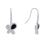 Boucles d'Oreilles Papillons Argent et Onyx Noir