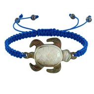 Bracelet Tortue Nacre Grise Lien Tréssé - Bleu