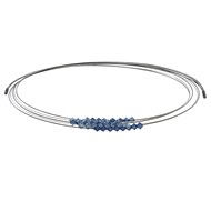 Collier Multi-fils Argent et Perles Cristal Grises et Bleu Foncés