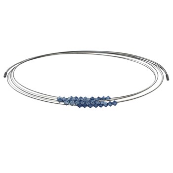 Collier Multi-fils Argent 925 et Perles Cristal Grises et Bleu Foncés
