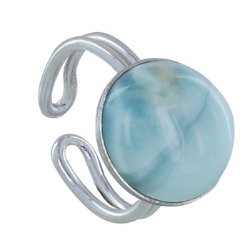 Bague Argent 925 Grande Demi Sphère de Larimar