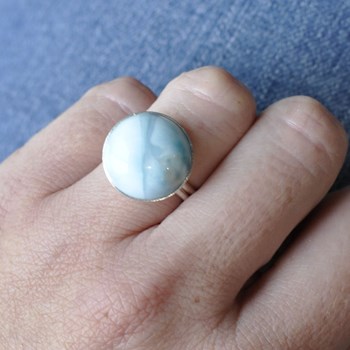 Bague Argent 925 Grande Demi Sphère de Larimar