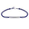 Bracelet Lien Plaque Incurvé en Argent Gravé Happy - Bleu Navy - vue V1