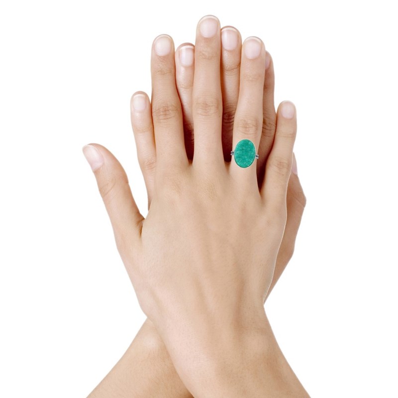 Bague Argent Ovale d'Amazonite - vue 3