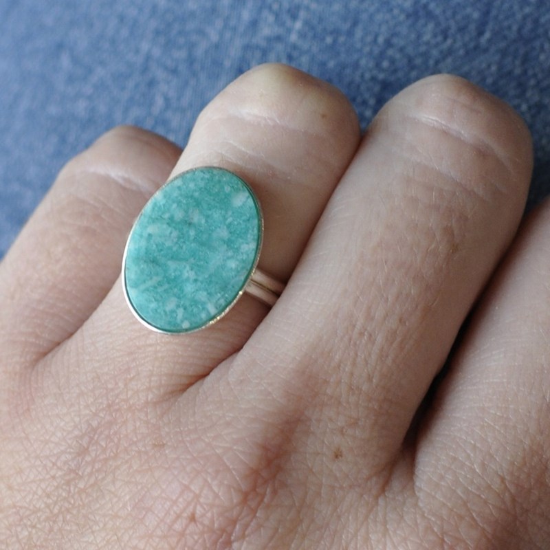 Bague Argent Ovale d'Amazonite - vue 4