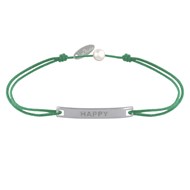 Bracelet Lien Plaque Incurvé en Argent 925 Gravé Happy - Vert