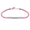 Bracelet Lien Plaque Incurvé en Argent 925 Gravé Happy - Fuchsia - vue V1