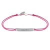 Bracelet Lien Plaque Incurvé en Argent Gravé Happy - Fuchsia - vue V1