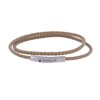 Bracelet Homme Double Tour Cuir Tréssé Rond pour Poignet 19cm - Marron - vue V1