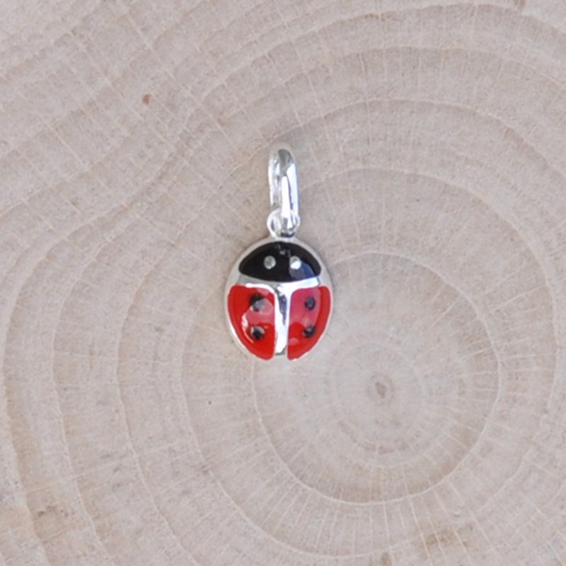 Pendentif Argent Coccinelle Rouge et Noire - vue 3