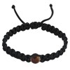 Bracelet Homme Shamballa Lien Tressé Noir et Perle Oeil de Tigre - vue V1