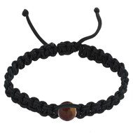 Bracelet Homme Shamballa Lien Tressé Noir et Perle Oeil de Tigre