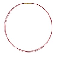 Collier 5 Câbles Fermoir Acier Doré - Rouge