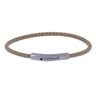 Bracelet Femme Cuir Tréssé Rond 18cm - Marron