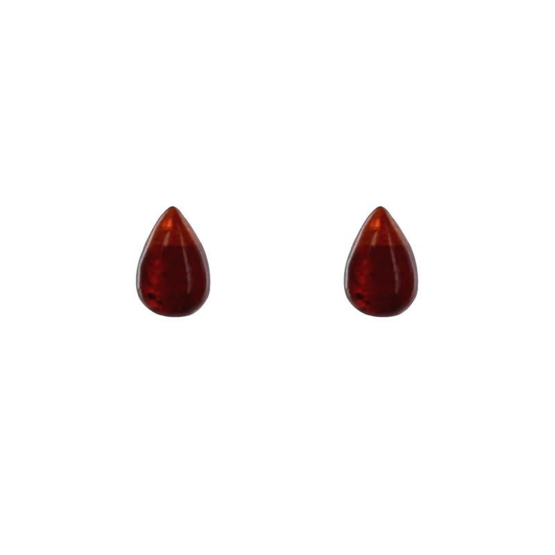 Boucles d'Oreilles Clous Argent Petite Goutte d'Ambre - vue 2