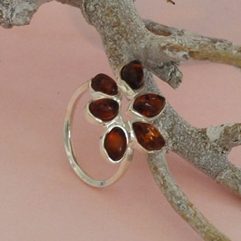 Bague Argent 925 Feuillage d'Ambre