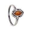 Bague Argent Navette et Ambre - vue V1