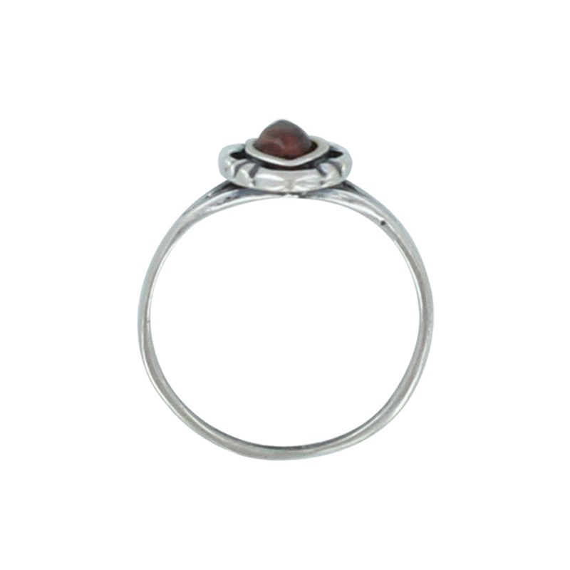 Bague Argent Navette et Ambre - vue 2