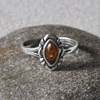 Bague Argent Navette et Ambre - vue V4