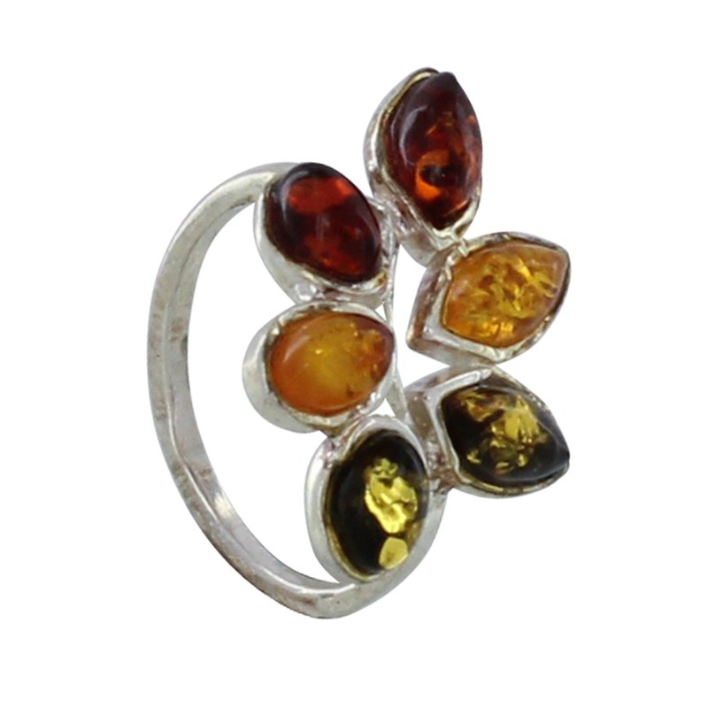 Bague Argent Feuillage d'Ambre 3 Couleurs