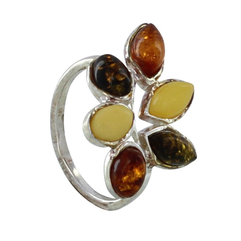 Bague Argent Feuillage d'Ambre 3 Couleurs - vue 2