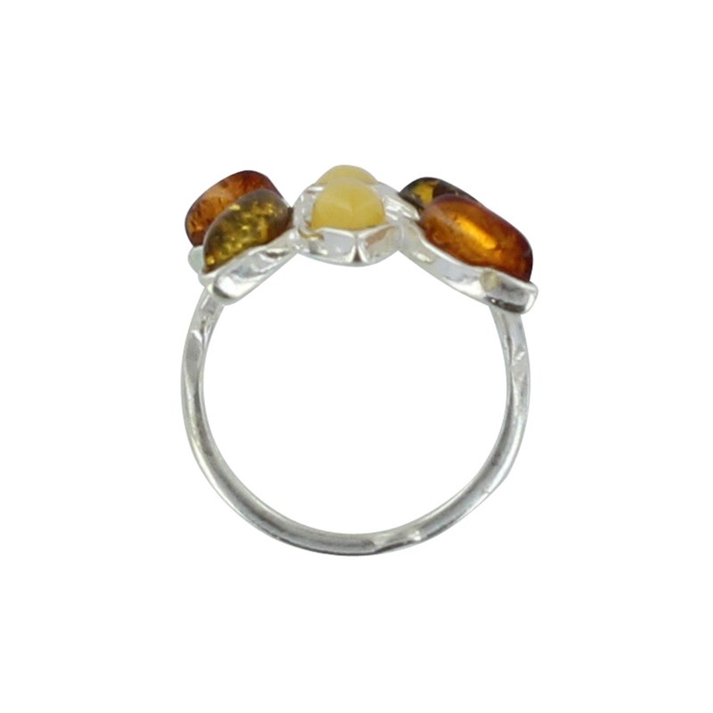 Bague Argent Feuillage d'Ambre 3 Couleurs - vue 3