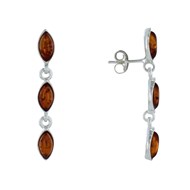 Boucles d'Oreilles Argent Trois Feuilles d'Ambre