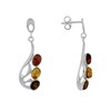 Boucles d'Oreilles Argent Ailes de Papillon et Ovale d'Ambre 3 Couleurs - vue V1