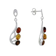 Boucles d'Oreilles Argent Ailes de Papillon et Ovale d'Ambre 3 Couleurs