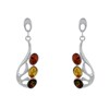 Boucles d'Oreilles Argent Ailes de Papillon et Ovale d'Ambre 3 Couleurs - vue V2