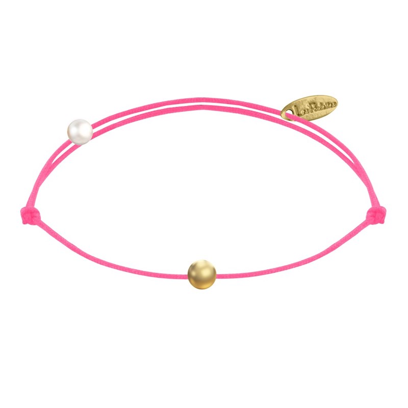 Bracelet Lien Petite Perle Plaqué Or - Classics - Rose Fluo