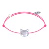Bracelet Lien Tête de Chat en Nacre - Rose Fluo - vue V1