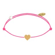 Bracelet Lien Plaqué Or Mini Coeur - Rose Fluo