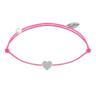 Bracelet Lien Argent Mini Coeur - Rose Fluo