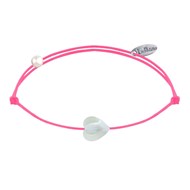 Bracelet Lien Mini Coeur en Nacre - Rose Fluo