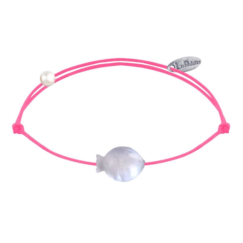 Bracelet Lien Petit Poisson en Nacre - Rose Fluo