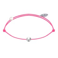 Bracelet Lien Petite Perle Argent - Rose Fluo