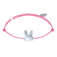 Bracelet Lien Tête de Lapin en Nacre - Rose Fluo